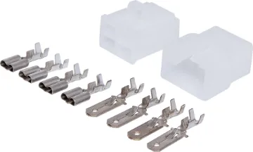 4 Way 15A Male And Female Inline Connector A positive locking latch automatically engages at mating for the single circuit connector. the standard connector used in fusible links. The tin plated crimp contacts.