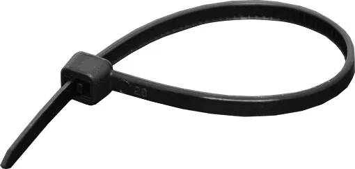 Cable ties resistant to cracking or deterioration under exposure to UV light. ie sunlight. Black only.
