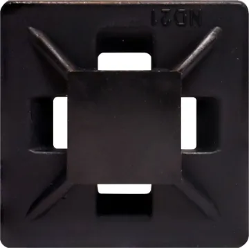21mm Black Adhesive Cable Tie Mounts Pk 25 Constructed of nylon 66, 94V-2 and backed with high quality self-adhesive tape. Super strength. 21mm x 21mm