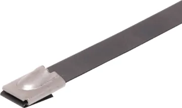 7.9x350mm Nylon Coated SS316 Stainless Steel Cable Ties Pk 25 Commonly used steel ties for securing conduits, pipes, signs etc. Ball locking mechanism type - non-removable. 7.9mm tensile strength 81kg.