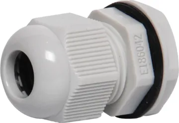4-8mm EG9/PG9 Grey IP68 Cable Gland Multi-piece cable glands with rubber clamping ring for sealing cable apertures in weatherproof equipment or speaker enclosures.