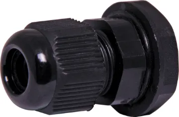 5-10mm EG11/PG11 Black IP68 Nylon Cable Gland Multi-piece cable gland with rubber clamping ring for sealing cable apertures in weatherproof equipment or speaker enclosures.