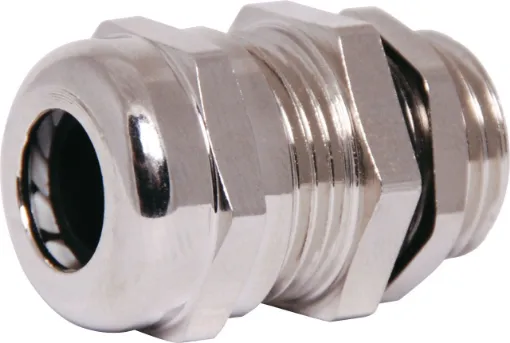 IP68 cable gland with a rubber clamping ring for a weatherproof cable seal. Quality nickel plated brass.
Standard gland suits cable diameter 5mm to 10mm. Mounting hole   18.5mm.