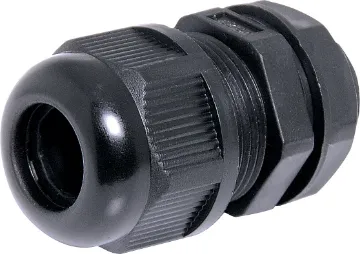 11-14mm MG20 Black IP68 Nylon Cable Gland IP68 cable gland with rubber clamping ring for a weatherproof cable seal. UL94 Nylon. All metric thread type.