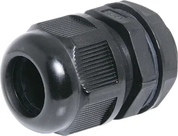 13-18mm MG25 Black IP68 Nylon Cable Gland IP68 cable gland with rubber clamping ring for a weatherproof cable seal. UL94 Nylon. All metric thread type.