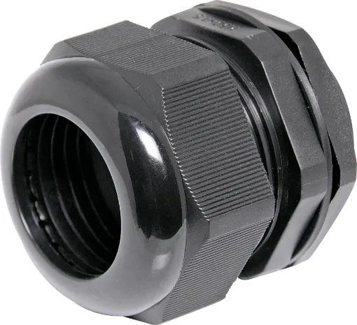 IP68 cable gland with rubber clamping ring for a weatherproof cable seal. UL94 Nylon. All metric thread type.