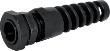 4-8mm Black IP68 Strain Relief Nylon Cable Gland Strain relief gland suits cable 5mm to 10mm diameter. Mounting hole  dia. 8.5mm