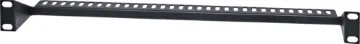 1U Cable Support 19" Rack Panel This 19" cable support bar is great for organising and supporting all your interconnect cables to the patch panels. Cables can be anchored to the panel by using cable ties to secure the cables to the supports. Black powdercoated finish.