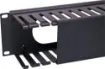 Slotted panels for management of patch leads in IT and comms racks. Durable black powdercoated finish. Features plastic slotted tabs and slide on rear panel cover for a neat finish. 2 RU