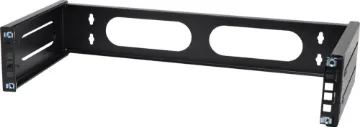 2U Folding Wall Mount Rack This unique design is supplied flat pack in a single piece and is assembled into a complete wall mount rack system after just tightening a few screws! Depth is adjustable (see dimensions below). Ideal for patch panels, security or comms equipment. Max weight rating: 12kg.