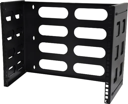 This unique design is supplied flat pack in a single piece and is assembled into a complete wall mount rack system after just tightening a few screws! Depth is adjustable (see dimensions below). Ideal for patch panels, security or comms equipment. Max weight rating: 12kg.  
