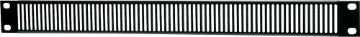 1U / 1RU Vented Black Steel 19" Rack Blanking Panel 1 unit (44mm) high.  Ideal for any 19" rack system which requires additional airflow to help keep equipment cool.