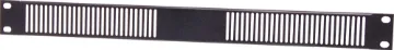 1U / 1RU Vented Black Steel 19" Rack Blanking Panel 1 Unit vented panel for improving rack ventilation around hot equipment. Powdercoated black.