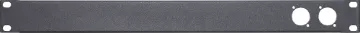1U 2 Way 'D' Series Connector 19" Patch Panel  Pre-punched 1RU rack panel with two sets of D series compatible mounting holes. This panel is ideal for test connections in 19" rack systems. Tough black powder coated finish.