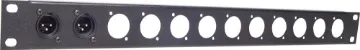 1U 12 Way 'D' Series Connector 19" Patch Rack Panel Pre-punched with either 12(1U) or 24(2U). Tough black powdercoated finish. H 5171 & H 5173 suit the following connectors:
P 0881 Plastic 3 Pin Male XLR
P 0883 Plastic 3 Pin Female XLR
P 0833 Neutrik HDMI Chassis D Series Silver.
P 0850 Neutrik 3 Pin