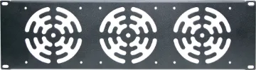 3U 3x120mm Fan 19" Rack Panel Pre-punched with provision to suit 3 x 120mm fans. Tough powdercoated finish. Fans not supplied.