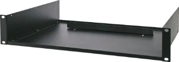 2U 400mm Deep 19" Rack Shelf All models supplied in flat pack form - assembles in minutes. 
Simply screws to the rack frame. Suitable for equipment that does not rack mount, e.g. C.D. players, tuners, videos, computer monitors, etc.