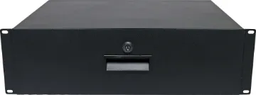 3U 350mm Deep 19" Lockable Rack Drawer A 3RU 19" rack drawer with 350mm depth, ideal for holding any patch leads, connectors, tools, etc within a rack frame. Tough powdercoated finish. Size: 430W x 350D x 130Hmm