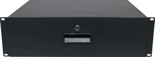 A 3RU 19" rack drawer with 350mm depth, ideal for holding any patch leads, connectors, tools, etc within a rack frame. Tough powdercoated finish. Size: 430W x 350D x 130Hmm