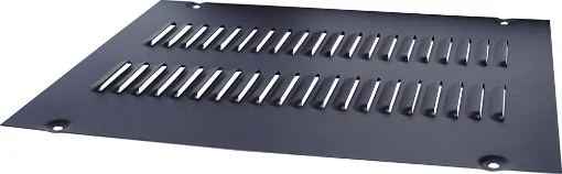 A vented steel panel designed to suit the range of 600mm rack frames. It is louvered to allow heat to flow up and away from the cabinet but reduce the amount of dust and dirt collected on top of the equipment within the rack.