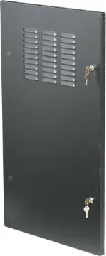 9U Steel 19" Rack Door 	 These lockable vented steel doors may be mounted on the front or rear of the rack. Note, a pop-rivet gun is required for attaching door to the rack frame. Add 30mm to the depth measurement of your rack per door. All doors are keyed alike.