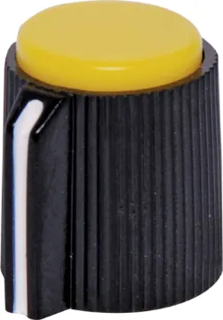 13mm Yellow Cap 1/4" Shaft Grub Screw Plastic Knob 1/4" shaft with grubscrew. Yellow cap