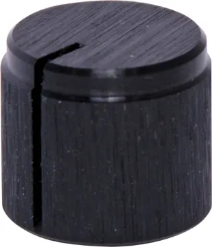 16mm Aluminium Black 1/4" Shaft Grub Screw Knob 1/4" shaft with grubscrew. Black Anodised