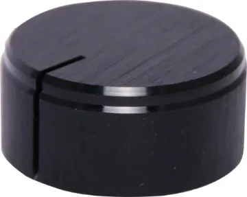 29mm Aluminium Black 1/4" Shaft Grub Screw Knob 1/4" shaft with grubscrew. Black Anodised