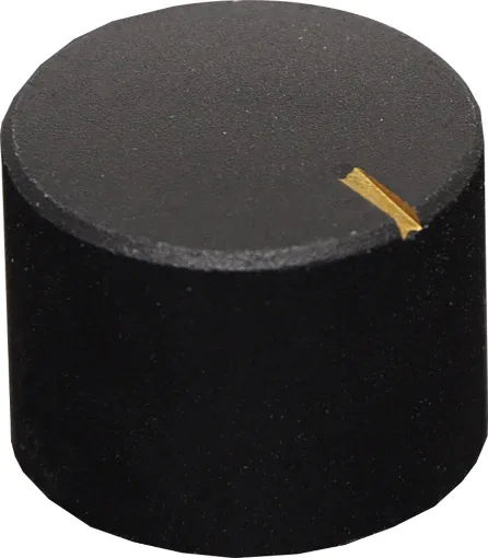 Matt black finish with gold  indicator. 
Suits 6mm 'D' Shaft