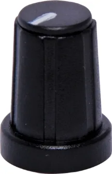 14mm Black 18T Spline PVC Knob Suits 18 tooth splined shaft. Black cap with white pointer line.
H 6510: A=10, B=18.5, C=14, D=14.5.