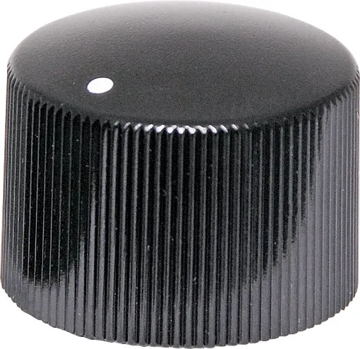 Suits 18 tooth splined shaft. Black cap with white pointer dot.

H 6516: A=23, B=17