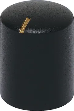 11 x 14mm Aluminium Black 18T Spline Knob Matt black finish with gold indicator.