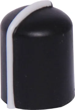 11mm Black 18T Spline Plastic Knob Soft rubber texture with white indicator. 
18T spline shaft.