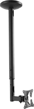 13-27" LCD Black Ceiling Bracket This ceiling bracket is ideal to mount LCD screens from the ceiling. In particular the bracket is ideal for installations where wall mounting is not possible. Mounting height from ceiling can be varied from 600mm to 1000mm in 100mm steps.