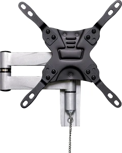 This articulated bracket is designed for caravan and vehicle use with a retaining locking pin for keeping your monitor secure when travelling. Offers tilt adjustment and secure positioning up to 366mm from the mounting surface. Suits VESA 75/100 and 200 using the included extension plates.