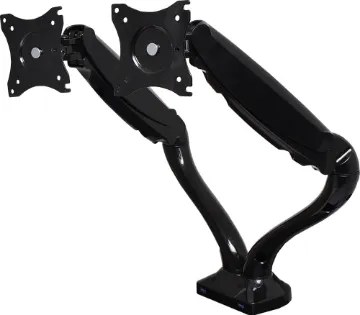 100mm Dual VESA Desk Mount LCD Bracket with USB This stylish desk mount bracket simply clamps to your desk and supports screen sizes 13"-27" weighing up to 6kg. Includes 2 USB ports.