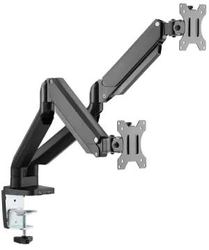 100mm Dual VESA Desk Mount LCD Bracket with USB This stylish desk mount bracket simply clamps to your desk and supports screen sizes 17"-32" weighing up to 6kg. Includes 2 USB ports.