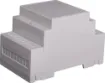 Easy snap fit construction DIN rail enclosure in 3 module width. Suits DIN EN60715 35mm top hat rail. Constructed from grey UL94V-0 polycarbonate. Three PCB positions allow greater flexibility in circuit design. Matching snap-on terminal guard