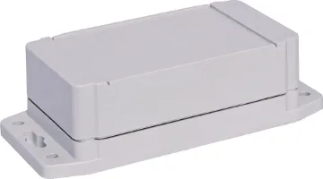 120L x 66W x 42H Flange Mount Utility Box Available in 5 sizes for small electronic circuits, jumper boxes or connection points. The two piece design incorporates two PCB mounting posts in the lid and a flanged base for fixing to wall, car chassis, boat etc.
Hammond P/N 1555C2F22GY