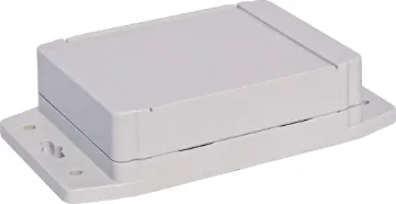 120L x 91W x 37H Flange Mount Utility Box Available in 5 sizes for small electronic circuits, jumper boxes or connection points. The two piece design incorporates two PCB mounting posts in the lid and a flanged base for fixing to wall, car chassis, boat etc.
Hammond P/N 1555F2F17GY