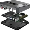 Turns your Pi into a high resolution network music player for MP3, FLAC, ALAC, WAV, AAC, FLAC, DSD, Audio CD and many more file types. On-board DAC for very high quality audio output. The ideal home music server for the audiophile!  All aluminium case provides excellent cooling for your Pi 4. 