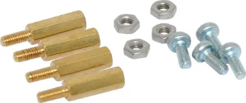 Raspberry Pi Mounting Hardware Kit Includes set of four M2.5 bolts, 12mm brass spacers and nuts for mounting Raspberry Pi boards
