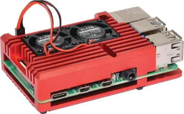 Red Dual Fan Armour Case To Suit Raspberry Pi 4 This is an armor aluminum alloy case designed for the Raspberry Pi 4 computer model B. Features dual cooling fans.