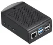 An all metal Raspberry Pi 5 case with internal cooling fan and heatsinks. 