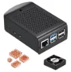 An all metal Raspberry Pi 5 case with internal cooling fan and heatsinks. 