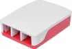 A compact, snap together red and white case to suit the Raspberry Pi 4 Model B development board. Designed with all connection recesses and venting. 