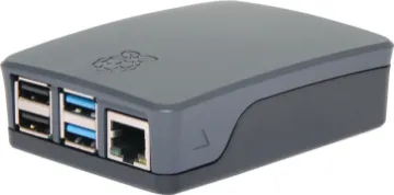Black and Grey ABS Box to suit Raspberry Pi 4 A compact, snap together black and grey case to suit the Raspberry Pi 4 Model B development board. Designed with all connection recesses and venting.