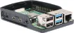 A compact, snap together black and grey case to suit the Raspberry Pi 4 Model B development board. Designed with all connection recesses and venting. 