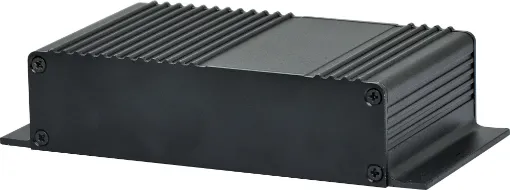 Extruded single piece aluminium cases. Flat aluminium end plates can be milled, screened and customised to suit your requirements. Finned extrusion adds thermal dissipation for heat sinked applications. 