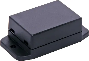50Lx35Wx22Hmm ABS Snap Together Flange Mount Box A wide selection of flanged boxes with snap fit lids which allow access to internal circuitry without unscrewing the flange screws. Great for small circuits, control boxes, relays and industrial controls.  Base fitted with four PCB posts, lid has four cable entry mouldings which may be knocked out. All dimensions ±0.5mm & exclude flanges